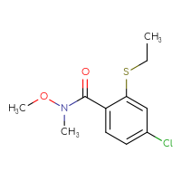 Chemical structure of 4-chloro-2-(ethylsulfanyl)-N-methoxy-N-methylbenzamide - CSSB01994741033