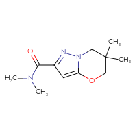 Chemical structure of N,N,6,6-tetramethyl-5H,6H,7H-pyrazolo[3,2-b][1,3]oxazine-2-carboxamide - CSSB07013246328