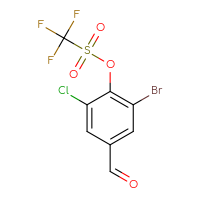 Chemical structure of 2-bromo-6-chloro-4-formylphenyl trifluoromethanesulfonate - CSSB21009689380
