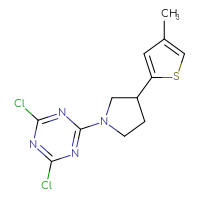 Chemical structure of 2,4-dichloro-6-[3-(4-methylthiophen-2-yl)pyrrolidin-1-yl]-1,3,5-triazine - CSSB14863896215