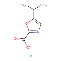 Chemical structure of potassium 5-(propan-2-yl)-1,3-oxazole-2-carboxylate - CSSB20621784166