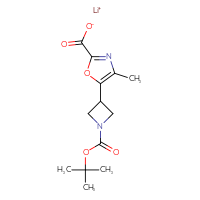 Chemical structure of lithium(1+) 5-{1-[(tert-butoxy)carbonyl]azetidin-3-yl}-4-methyl-1,3-oxazole-2-carboxylate - CSSB21495910865