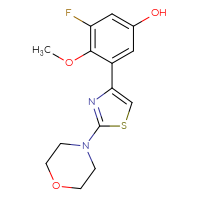 Chemical structure of 3-fluoro-4-methoxy-5-[2-(morpholin-4-yl)-1,3-thiazol-4-yl]phenol - CSSB00160999732