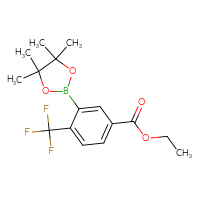 Chemical structure of ethyl 3-(4,4,5,5-tetramethyl-1,3,2-dioxaborolan-2-yl)-4-(trifluoromethyl)benzoate - CSSB14925746204