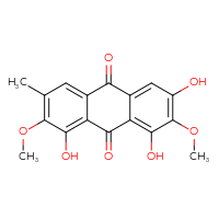 Chemical structure of 1,3,8-trihydroxy-2,7-dimethoxy-6-methyl-9,10-dihydroanthracene-9,10-dione - CSSB20504315842