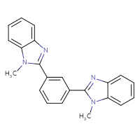 Chemical structure of 1-methyl-2-[3-(1-methyl-1H-1,3-benzodiazol-2-yl)phenyl]-1H-1,3-benzodiazole - CSSB00020630012