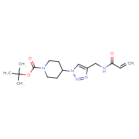 Chemical structure of tert-butyl 4-{4-[(prop-2-enamido)methyl]-1H-1,2,3-triazol-1-yl}piperidine-1-carboxylate - CSSB00028347572