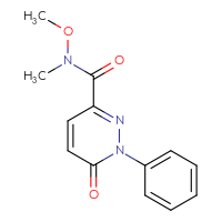 Chemical structure of N-methoxy-N-methyl-6-oxo-1-phenyl-1,6-dihydropyridazine-3-carboxamide - CSSB00026683148