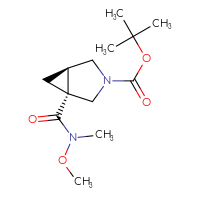 Chemical structure of tert-butyl (1R,5R)-1-[methoxy(methyl)carbamoyl]-3-azabicyclo[3.1.0]hexane-3-carboxylate - CSSB01395049542