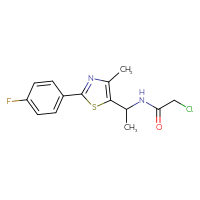 Chemical structure of 2-chloro-N-{1-[2-(4-fluorophenyl)-4-methyl-1,3-thiazol-5-yl]ethyl}acetamide - CSSB02040716708