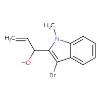 Chemical structure of 1-(3-bromo-1-methyl-1H-indol-2-yl)prop-2-en-1-ol - CSSB00103085092