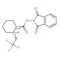 Chemical structure of rac-1,3-dioxo-2,3-dihydro-1H-isoindol-2-yl (1R,2R)-2-(2,2,2-trifluoroethyl)cyclohexane-1-carboxylate - CSSB14948316919