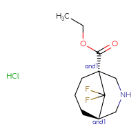 Chemical structure of rac-ethyl (1R,5S)-9,9-difluoro-3-azabicyclo[3.3.1]nonane-1-carboxylate hydrochloride - CSSB20620689265