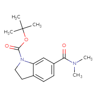 Chemical structure of tert-butyl 6-(dimethylcarbamoyl)-2,3-dihydro-1H-indole-1-carboxylate - CSSB02050520459
