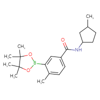 Chemical structure of 4-methyl-N-(3-methylcyclopentyl)-3-(4,4,5,5-tetramethyl-1,3,2-dioxaborolan-2-yl)benzamide - CSSB00348448727