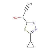 Chemical structure of 1-(5-cyclopropyl-1,3,4-thiadiazol-2-yl)prop-2-yn-1-ol - CSSB20647230591