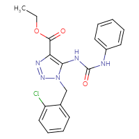 Chemical structure of ethyl 1-[(2-chlorophenyl)methyl]-5-[(phenylcarbamoyl)amino]-1H-1,2,3-triazole-4-carboxylate - CSSB00121636401