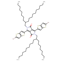 Chemical structure of 3,6-bis({5-bromothieno[3,2-b]thiophen-2-yl})-2,5-bis(2-octyldodecyl)-1H,2H,4H,5H-pyrrolo[3,4-c]pyrrole-1,4-dione - CSSB21370586946