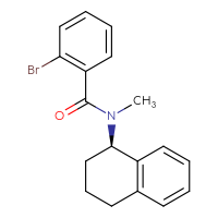 Chemical structure of 2-bromo-N-methyl-N-[(1R)-1,2,3,4-tetrahydronaphthalen-1-yl]benzamide - CSSB21432563779