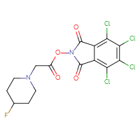 Chemical structure of 4,5,6,7-tetrachloro-1,3-dioxo-2,3-dihydro-1H-isoindol-2-yl 2-(4-fluoropiperidin-1-yl)acetate - CSSB20271238154