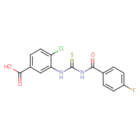 Chemical structure of 4-chloro-3-({[(4-fluorophenyl)formamido]methanethioyl}amino)benzoic acid - CSSB00102610463