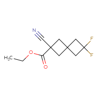 Chemical structure of ethyl 2-cyano-6,6-difluorospiro[3.3]heptane-2-carboxylate - CSSB14807462626