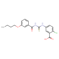 Chemical structure of 5-({[(3-butoxyphenyl)formamido]methanethioyl}amino)-2-chlorobenzoic acid - CSSB00102617766