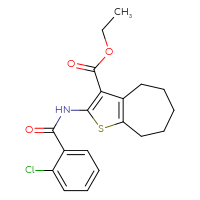 Chemical structure of ethyl 2-(2-chlorobenzamido)-4H,5H,6H,7H,8H-cyclohepta[b]thiophene-3-carboxylate - CSSB00132369659