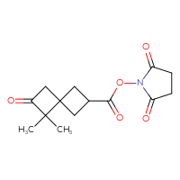 Chemical structure of 2,5-dioxopyrrolidin-1-yl 5,5-dimethyl-6-oxospiro[3.3]heptane-2-carboxylate - CSSB20270437616