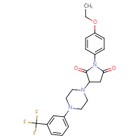 Chemical structure of 1-(4-ethoxyphenyl)-3-{4-[3-(trifluoromethyl)phenyl]piperazin-1-yl}pyrrolidine-2,5-dione - CSSB00046702085