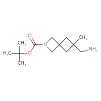 Chemical structure of tert-butyl 6-(aminomethyl)-6-methyl-2-azaspiro[3.3]heptane-2-carboxylate - CSSB09894448714
