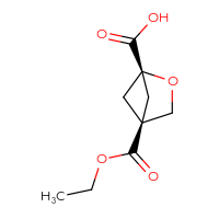 Chemical structure of (1r,4r)-4-(ethoxycarbonyl)-2-oxabicyclo[2.1.1]hexane-1-carboxylic acid - CSSB06442889392