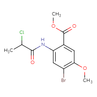 Chemical structure of methyl 4-bromo-2-(2-chloropropanamido)-5-methoxybenzoate - CSSB21531598481