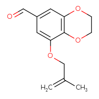 Chemical structure of 8-[(2-methylprop-2-en-1-yl)oxy]-2,3-dihydro-1,4-benzodioxine-6-carbaldehyde - CSSB14907688486