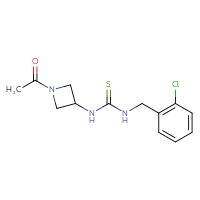 Chemical structure of 3-(1-acetylazetidin-3-yl)-1-[(2-chlorophenyl)methyl]thiourea - CSSB21432501692