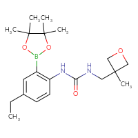 Chemical structure of 1-[4-ethyl-2-(4,4,5,5-tetramethyl-1,3,2-dioxaborolan-2-yl)phenyl]-3-[(3-methyloxetan-3-yl)methyl]urea - CSSB21332156591