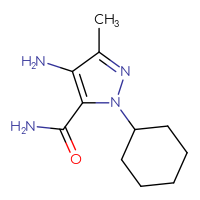 Chemical structure of 4-amino-1-cyclohexyl-3-methyl-1H-pyrazole-5-carboxamide - CSSB00011164514