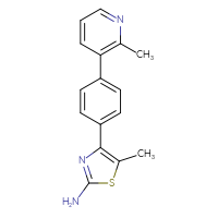 Chemical structure of 5-methyl-4-[4-(2-methylpyridin-3-yl)phenyl]-1,3-thiazol-2-amine - CSSB06580841406