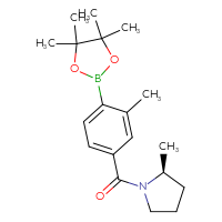 Chemical structure of (2S)-2-methyl-1-[3-methyl-4-(4,4,5,5-tetramethyl-1,3,2-dioxaborolan-2-yl)benzoyl]pyrrolidine - CSSB02526927643