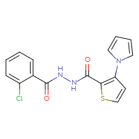 Chemical structure of 2-chloro-N'-[3-(1H-pyrrol-1-yl)thiophene-2-carbonyl]benzohydrazide - CSSB00105467421