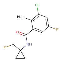 Chemical structure of 3-chloro-5-fluoro-N-[1-(fluoromethyl)cyclopropyl]-2-methylbenzamide - CSSB21531601891