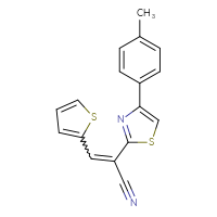 Chemical structure of 2-[4-(4-methylphenyl)-1,3-thiazol-2-yl]-3-(thiophen-2-yl)prop-2-enenitrile - CSSB00121731198