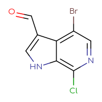 Chemical structure of 4-bromo-7-chloro-1H-pyrrolo[2,3-c]pyridine-3-carbaldehyde - CSSB00010981869