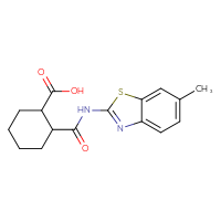 Chemical structure of 2-[(6-methyl-1,3-benzothiazol-2-yl)carbamoyl]cyclohexane-1-carboxylic acid - CSSB00132838607