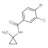 Chemical structure of 4-bromo-3-chloro-N-(1-methylcyclopropyl)benzamide - CSSB00012843799