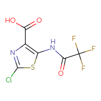 Chemical structure of 2-chloro-5-(2,2,2-trifluoroacetamido)-1,3-thiazole-4-carboxylic acid - CSSB20620703648