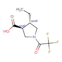 Chemical structure of rac-(3R,4R)-4-ethyl-1-(2,2,2-trifluoroacetyl)pyrrolidine-3-carboxylic acid - CSSB06257617709