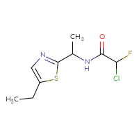 Chemical structure of 2-chloro-N-[1-(5-ethyl-1,3-thiazol-2-yl)ethyl]-2-fluoroacetamide - CSSB21332051635