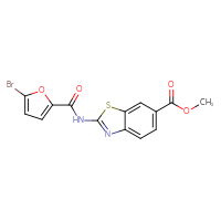 Chemical structure of methyl 2-(5-bromofuran-2-amido)-1,3-benzothiazole-6-carboxylate - CSSB00121599069