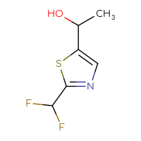 Chemical structure of 1-[2-(difluoromethyl)-1,3-thiazol-5-yl]ethan-1-ol - CSSB00153472909
